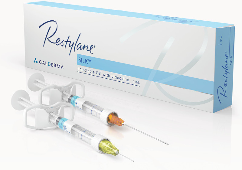 Restylane Silk® injectable dermal filler product and packaging.